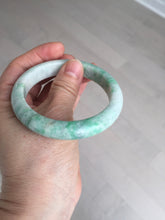 Load image into Gallery viewer, 55.6 mm Certified type A 100% Natural sunny green/white Jadeite bangle AY83-3466