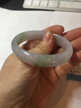 Load image into Gallery viewer, 50mm certified 100% natural Type A icy watery light green purple oval jadeite jade bangle PB208-2840