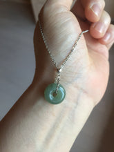Load image into Gallery viewer, 14-15mm Type A 100% Natural dark green black gray(老油青) Jadeite Safety Guardian Button donuts pendant PD198