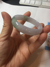 Load image into Gallery viewer, 50mm certified 100% natural Type A icy watery light green purple oval jadeite jade bangle PB208-2840