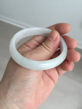 Load image into Gallery viewer, 47.5mm certified 100% natural Type A icy watery green white  oval jadeite jade bangle BP46-9356