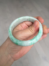 Load image into Gallery viewer, 56 mm Certified type A 100% Natural sunny green/white Jadeite bangle AY84-3462