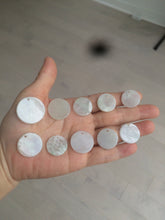 Load image into Gallery viewer, 100% Natural icy watery white/light green jadeite Jade round disc Pendant/worry stone BF99