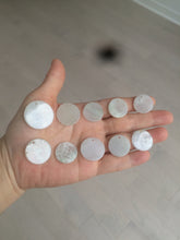 Load image into Gallery viewer, 100% Natural icy watery white/light green jadeite Jade round disc Pendant/worry stone BF99