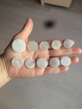 Load image into Gallery viewer, 100% Natural icy watery white/light green jadeite Jade round disc Pendant/worry stone BF99