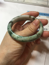 Load image into Gallery viewer, 50.5mm Certified type A 100% Natural sunny green dark green brown with green floating flowers oval Jadeite Jade bangle PD130-6295