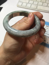 Load image into Gallery viewer, 53mm certified type A 100% Natural dark green white purple with dark green floating flowers Jadeite Jade bangle PD132-6301