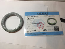 Load image into Gallery viewer, 53mm certified type A 100% Natural dark green white purple with dark green floating flowers Jadeite Jade bangle PD132-6301