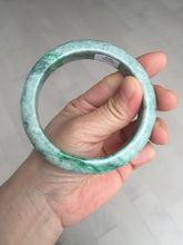 Load image into Gallery viewer, 60.5mm certified Type A 100% Natural sunny green gray black Jadeite Jade bangle BS82-9879
