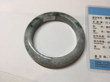 Load image into Gallery viewer, 53mm certified type A 100% Natural dark green white purple with dark green floating flowers Jadeite Jade bangle PD132-6301