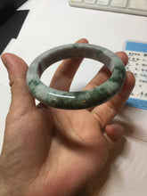 Load image into Gallery viewer, 53mm certified type A 100% Natural dark green white purple with dark green floating flowers Jadeite Jade bangle PD132-6301