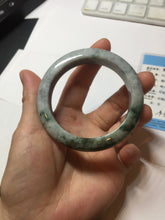 Load image into Gallery viewer, 53mm certified type A 100% Natural dark green white purple with dark green floating flowers Jadeite Jade bangle PD132-6301