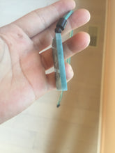 Load image into Gallery viewer, 100% Natural type A green/blue/gray Guatemala jadeite shadow carving little girl safe and sound pendant necklace/worry stone PC121