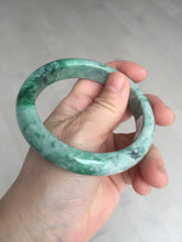 Load image into Gallery viewer, 60.5mm certified Type A 100% Natural sunny green gray black Jadeite Jade bangle BS81-9872