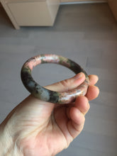 Load image into Gallery viewer, 56mm 100% natural pink/black/brown/yellow chubby round cut rose stone (Rhodonite) bangle AW35