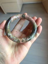 Load image into Gallery viewer, 56mm 100% natural pink/black/brown/yellow chubby round cut rose stone (Rhodonite) bangle AW35