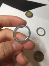 Load image into Gallery viewer, 17.5mm 7 1/4 100% natural type A icy watery green/blue icy watery Guatemala jadeite jade band ring group  BP78