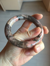 Load image into Gallery viewer, 55mm 100% natural pink/black/brown/yellow chubby round cut rose stone (Rhodonite) bangle AW36