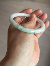 Load image into Gallery viewer, 55.4mm Certified 100% Natural type green/white with green floating flowers round cut Jadeite Jade bangle BK86-4660