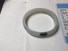 Load image into Gallery viewer, 49mm certified 100% natural Type A icy watery light green/white/purple oval jadeite jade bangle BN40-2854