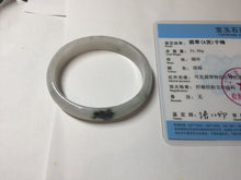 Load image into Gallery viewer, 49mm certified 100% natural Type A icy watery light green/white/purple oval jadeite jade bangle BN40-2854
