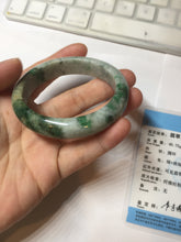 Load image into Gallery viewer, 50.4mm Certified 100% natural Type A sunny green dark green/gray/black oval jadeite jade bangle PD133-6294