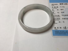 Load image into Gallery viewer, 49mm certified 100% natural Type A icy watery light green/white/purple oval jadeite jade bangle BN40-2854