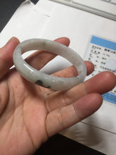 Load image into Gallery viewer, 49mm certified 100% natural Type A icy watery light green/white/purple oval jadeite jade bangle BN40-2854