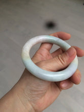 Load image into Gallery viewer, 57.9mm certified 100% natural type A light sunny green/purple/yellow chubby round cut jadeite jade bangle BF33-9221
