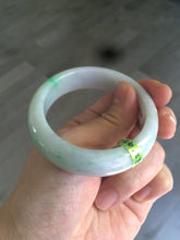 Load image into Gallery viewer, 50mm 100% natural Type A sunny green/purple oval jadeite jade bangle E51-1084