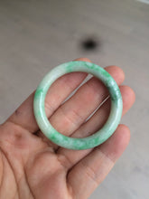 Load image into Gallery viewer, 35-38mm Type A 100% Natural sunny green/white Jadeite Jade kids bangle /scarf button group BF100