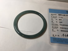 Load image into Gallery viewer, 56.9mm Certified Type A 100% Natural icy watery deep sea dark green/blue/gray/black slim round cut Guatemala Jadeite bangle AU60-7067