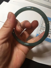 Load image into Gallery viewer, 56.9mm Certified Type A 100% Natural icy watery deep sea dark green/blue/gray/black slim round cut Guatemala Jadeite bangle AU60-7067