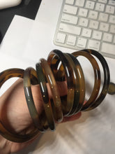Load image into Gallery viewer, 58-63mm 100% Natural black brown beige slim Buffalo Horn bangle group CB55