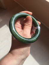 Load image into Gallery viewer, 55mm 100% Natural dark green(碧玉) black round cut nephrite Jade bangle HE104-0127