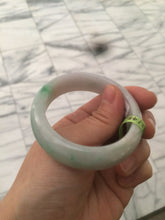 Load image into Gallery viewer, 50mm 100% natural Type A sunny green/purple oval jadeite jade bangle E51-1084