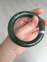Load image into Gallery viewer, 55mm 100% Natural dark green(碧玉) black round cut nephrite Jade bangle HE104-0127