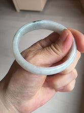 Load image into Gallery viewer, 49mm certified 100% natural Type A icy watery light green/white/purple oval jadeite jade bangle BN40-2854