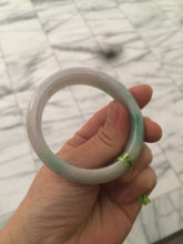 Load image into Gallery viewer, 50mm 100% natural Type A sunny green/purple oval jadeite jade bangle E51-1084