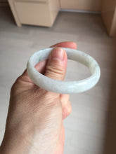 Load image into Gallery viewer, 49mm certified 100% natural Type A icy watery light green/white/purple oval jadeite jade bangle BN40-2854