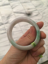 Load image into Gallery viewer, 50mm 100% natural Type A sunny green/purple oval jadeite jade bangle E51-1084