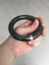 Load image into Gallery viewer, 55mm 100% Natural dark green(碧玉) black round cut nephrite Jade bangle HE104-0127