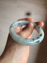 Load image into Gallery viewer, 56.7mm certified 100% natural type A icy watery green flying flowers jadeite jade bangle AS66-1633