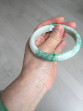 Load image into Gallery viewer, 58.5mm Certified type A 100% Natural sunny green/white Jadeite bangle AY86-3473