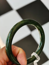Load image into Gallery viewer, 60.4mm certified 100% Natural dark green/black nephrite Jade(碧玉) bangle HN11-1576