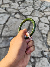Load image into Gallery viewer, 60.5mm certified 100% Natural dark green/black round cut nephrite Jade(碧玉) bangle HN13-1575