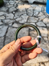 Load image into Gallery viewer, 60.2mm certified 100% Natural dark green/black round cut nephrite Jade(碧玉) bangle HN14-0140