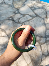 Load image into Gallery viewer, 60.8mm certified 100% Natural dark green/black nephrite Jade(碧玉) bangle HN15-1586