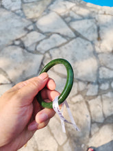 Load image into Gallery viewer, 60.8mm certified 100% Natural dark green/black nephrite Jade(碧玉) bangle HN15-1586