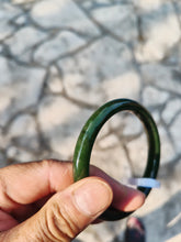 Load image into Gallery viewer, 60.8mm certified 100% Natural dark green/black nephrite Jade(碧玉) bangle HN15-1586